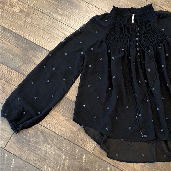 Free People Black Sheer Tunic Top - Picture 3 of 8